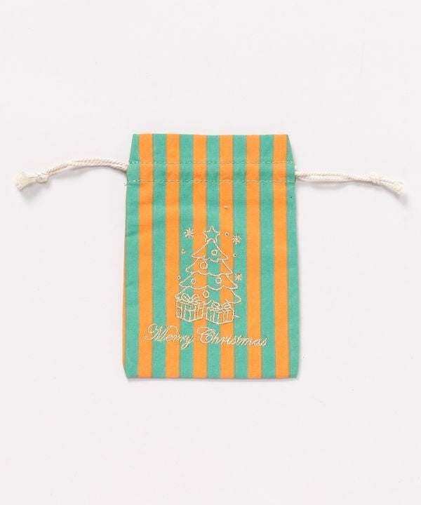 Christmas Embroidered Stripe Drawstring Bag - S by 欧州航路 - Ametsuchi