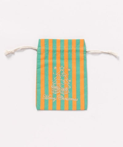 Christmas Embroidered Stripe Drawstring Bag - S by 欧州航路 - Ametsuchi