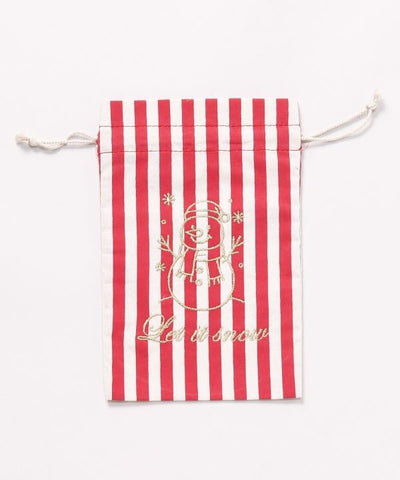 Christmas Embroidered Snowman Drawstring Bag - M by 欧州航路 - Ametsuchi