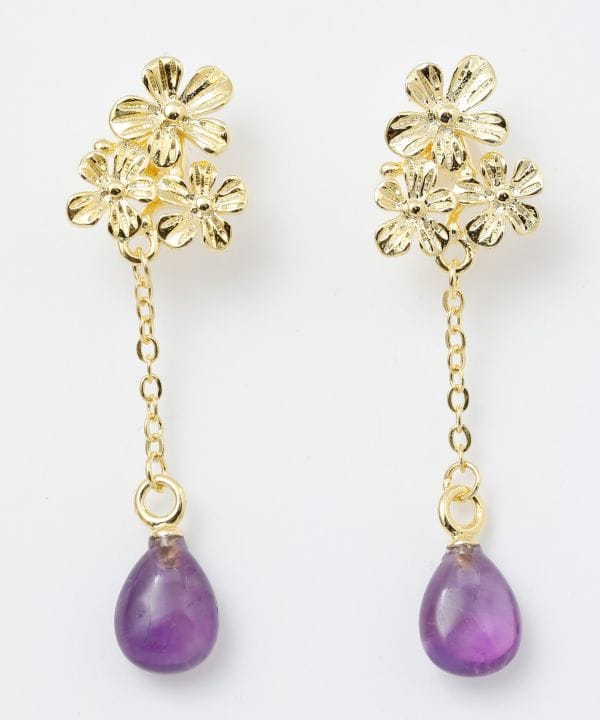 Floral Teardrop Natural Stone Earrings