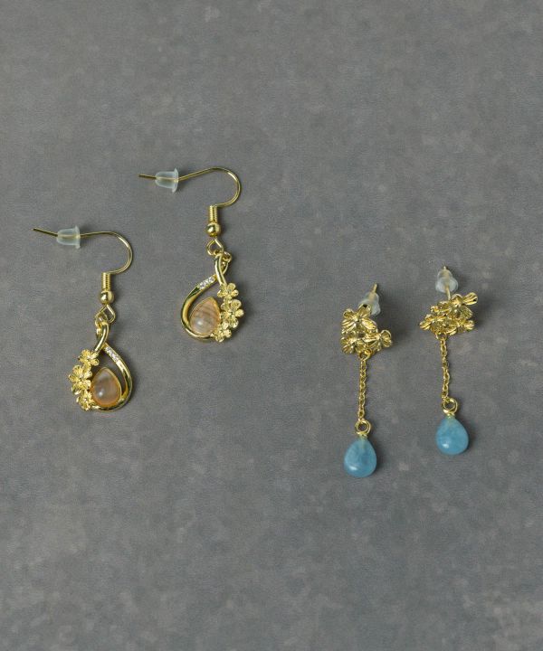 Floral Teardrop Natural Stone Earrings