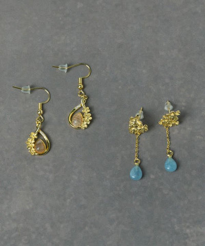 Floral Teardrop Natural Stone Earrings