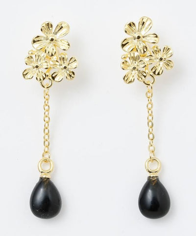 Floral Teardrop Natural Stone Earrings