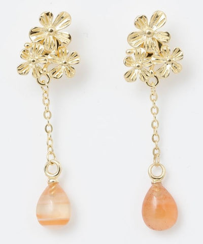Floral Teardrop Natural Stone Earrings