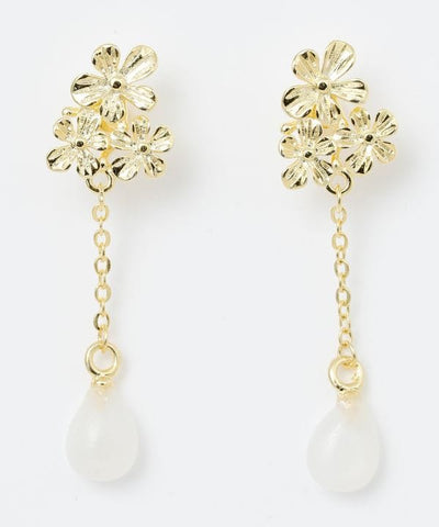 Floral Teardrop Natural Stone Earrings