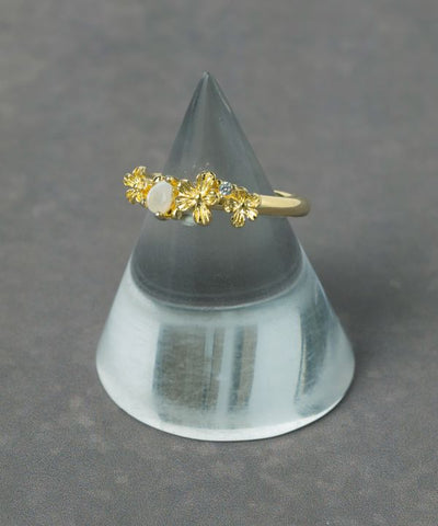 Floral Teardrop Natural Stone Ring