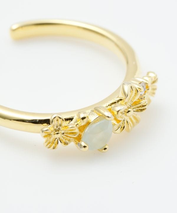 Floral Teardrop Natural Stone Ring