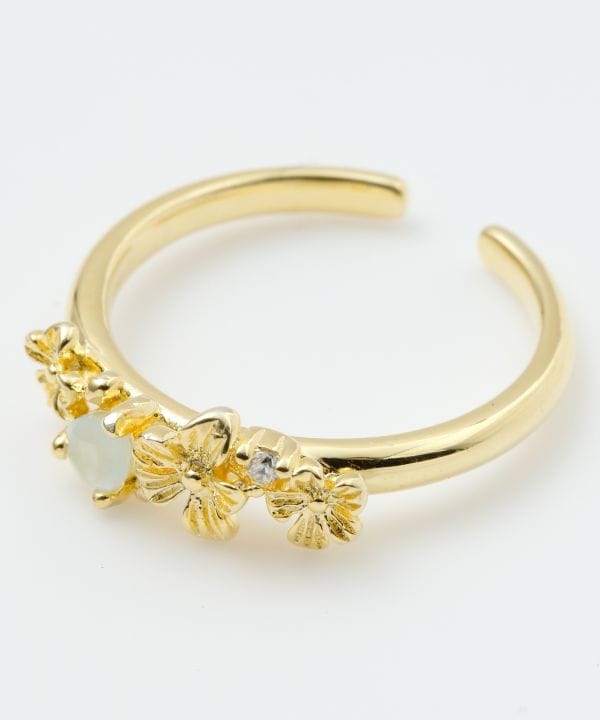 Floral Teardrop Natural Stone Ring