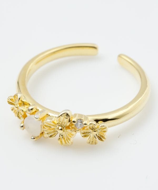 Floral Teardrop Natural Stone Ring