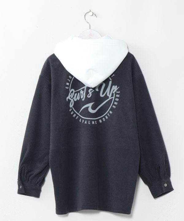 Surf Logo Print Removable Hooded Shirt - SURF＆Palms