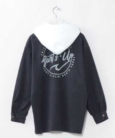 Surf Logo Print Removable Hooded Shirt - SURF＆Palms