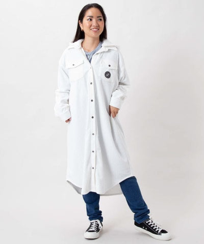 Surf Logo Print Removable Hooded Shirt Dress - SURF＆Palms