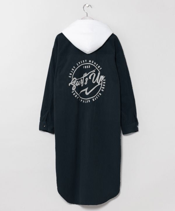 Surf Logo Print Removable Hooded Shirt Dress - SURF＆Palms