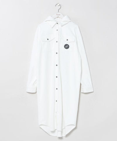 Surf Logo Print Removable Hooded Shirt Dress - SURF＆Palms