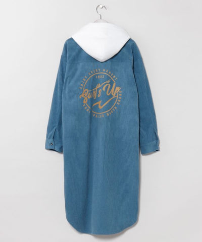 Surf Logo Print Removable Hooded Shirt Dress - SURF＆Palms