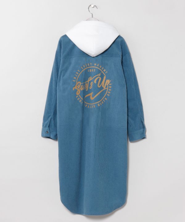 Surf Logo Print Removable Hooded Shirt Dress - SURF＆Palms