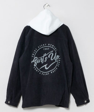 Men's Surf Logo Print Hooded Jacket - SURF＆Palms