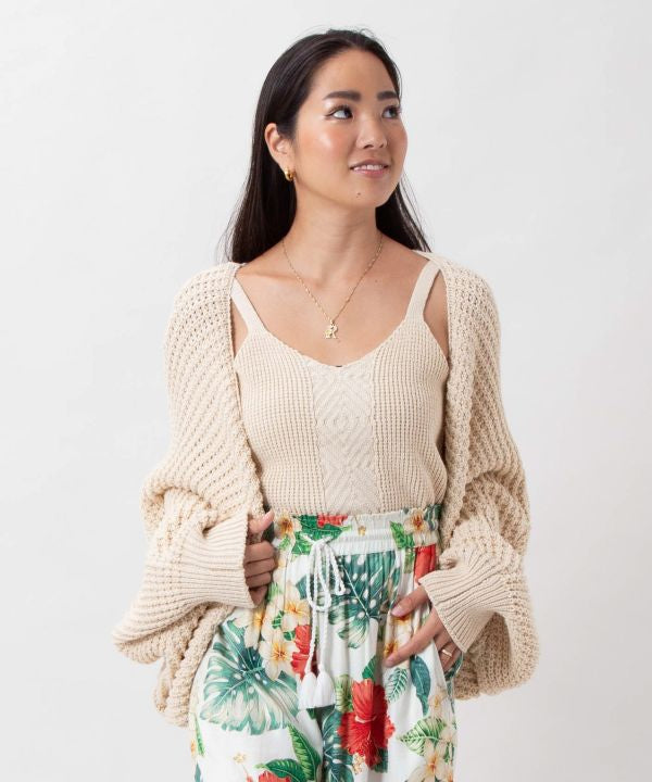 Chunky Knit Embroidered Cardigan Set