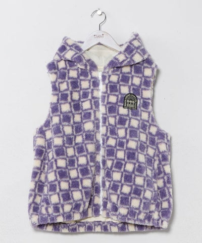 Retro Surf Check Hooded Boa Vest - SURF＆Palms by Kahiko - Ametsuchi