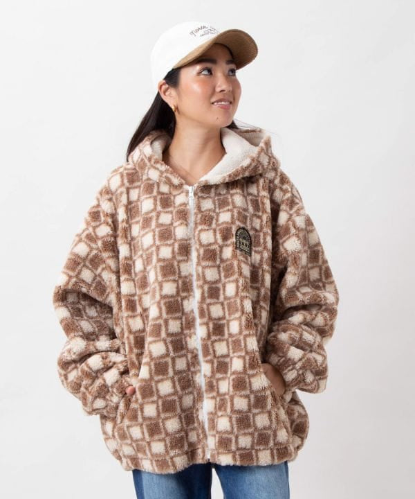 Retro Surf Check Hooded Boa Jacket - SURF＆Palms