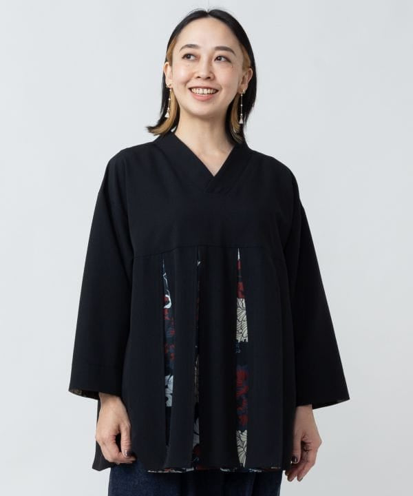 Hakkake Floral Modern Kimono Like Pullover