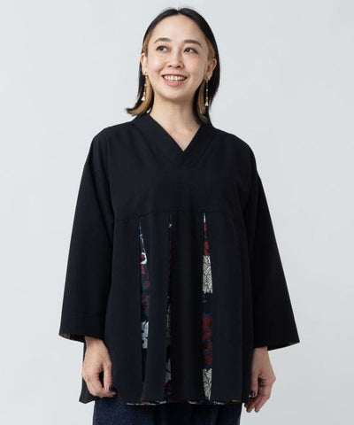Hakkake Floral Modern Kimono Like Pullover