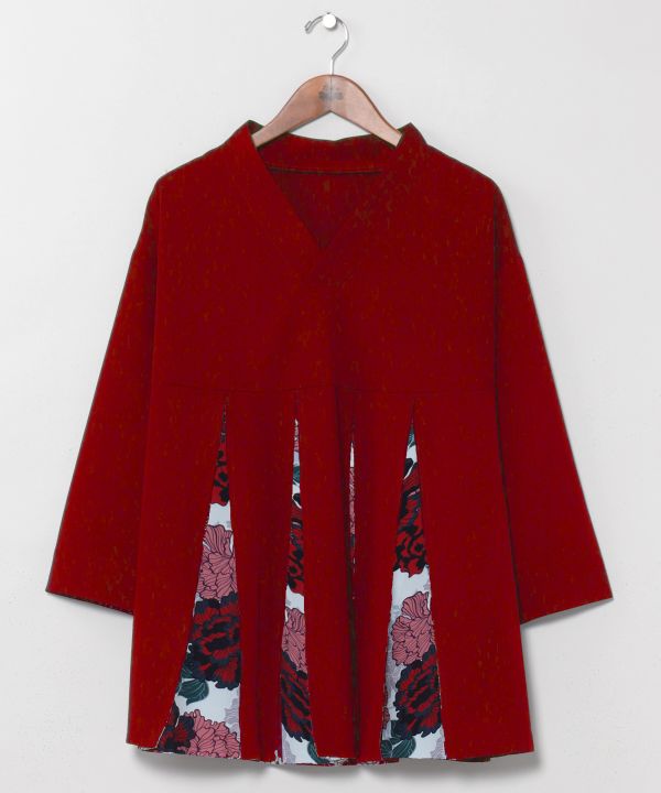 Hakkake Floral Modern Kimono Like Pullover