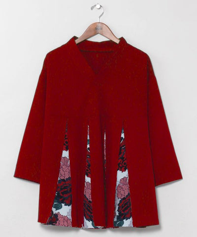 Hakkake Floral Modern Kimono Like Pullover