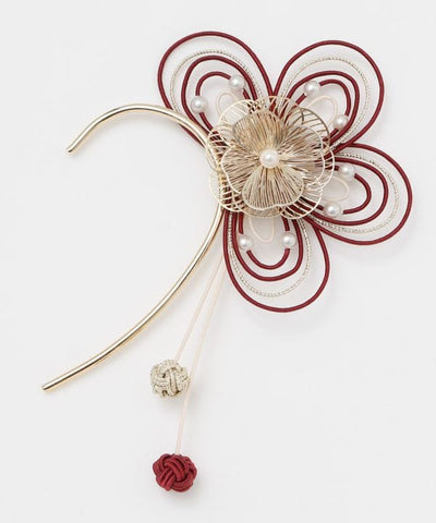 Japanese Mizuhiki Flower Ear Hook by Kaya - Ametsuchi