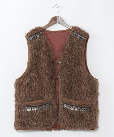 Reversible Faux Fur Vest by AMINA - Ametsuchi