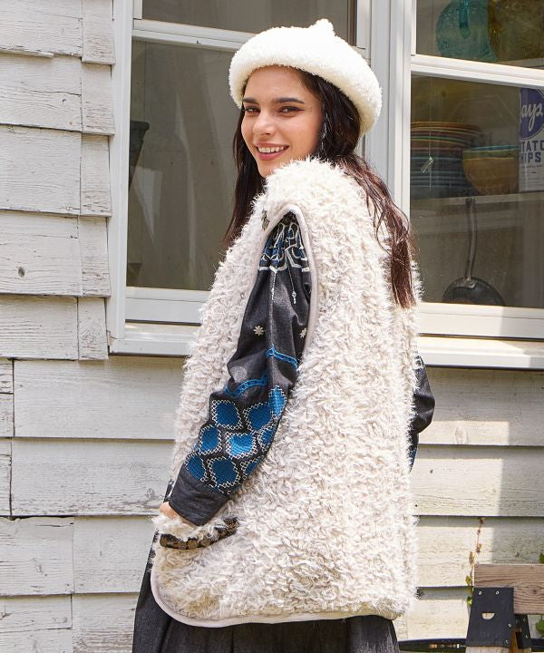 Reversible Faux Fur Vest by AMINA - Ametsuchi