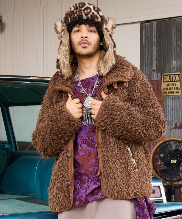 Men's Reversible Faux Fur Jacket by AMINA - Ametsuchi