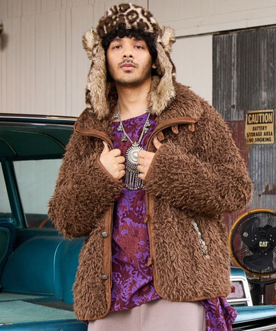 Men's Reversible Faux Fur Jacket by AMINA - Ametsuchi