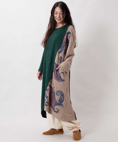 Paisley Layered-Look Panel Dress