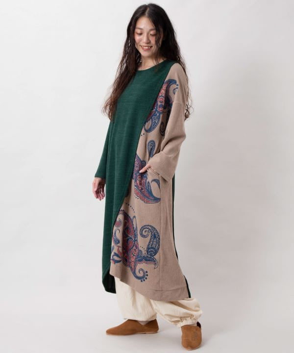 Paisley Layered-Look Panel Dress
