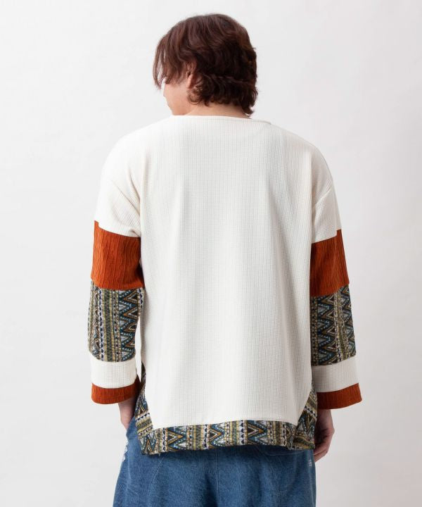Men's Geometric Pattern Patchwork Top