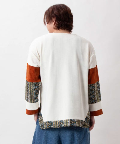 Men's Geometric Pattern Patchwork Top
