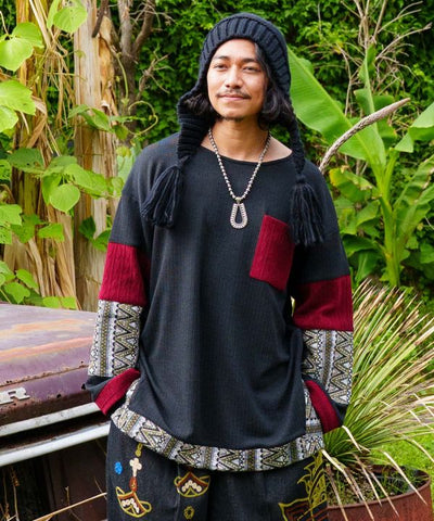 Men's Geometric Pattern Patchwork Top