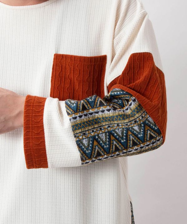 Men's Geometric Pattern Patchwork Top
