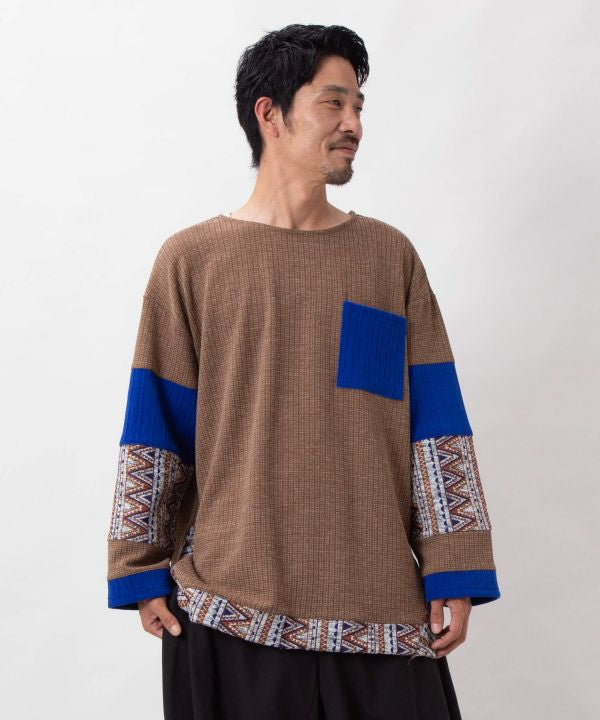 Men's Geometric Pattern Patchwork Top