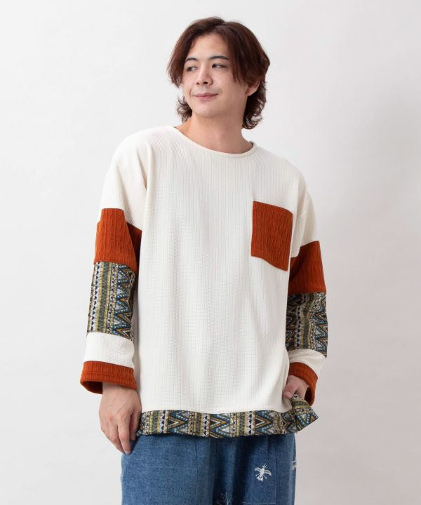 Men's Geometric Pattern Patchwork Top
