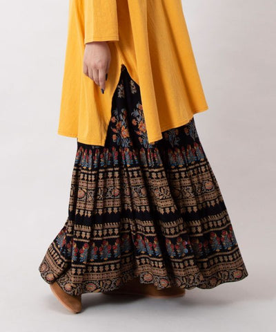 Glitter Printed Tiered Skirt