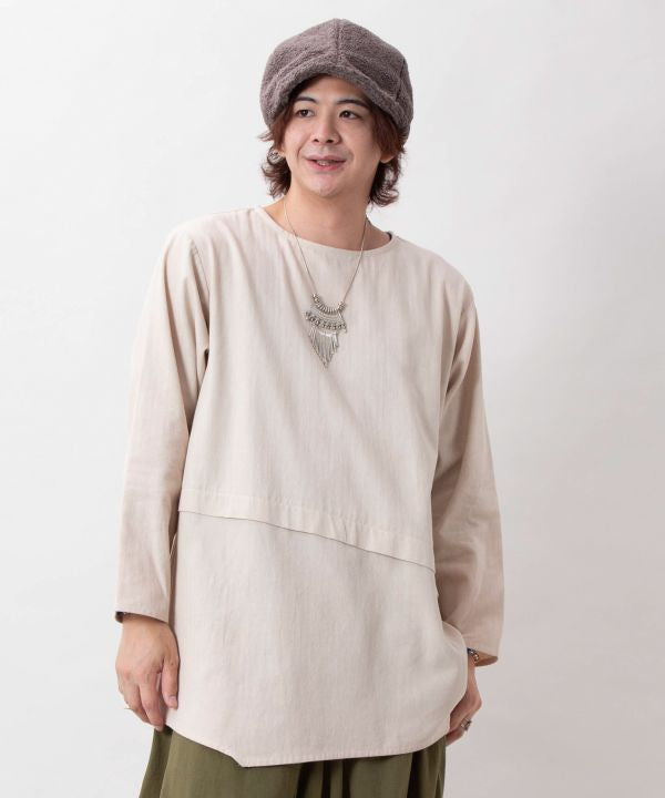 Men's Herringbone Cotton Oversized Top by AMINA - Ametsuchi