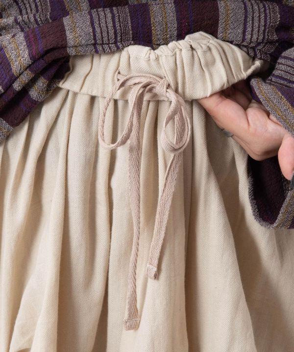 Asymmetric Herringbone Cotton Skirt by AMINA - Ametsuchi
