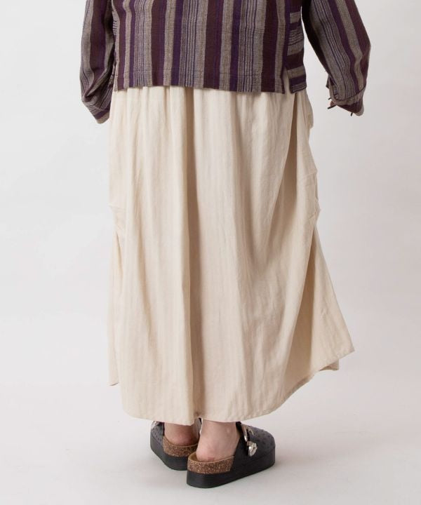 Asymmetric Herringbone Cotton Skirt by AMINA - Ametsuchi