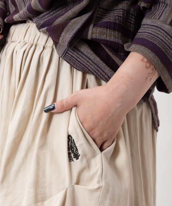 Asymmetric Herringbone Cotton Skirt by AMINA - Ametsuchi