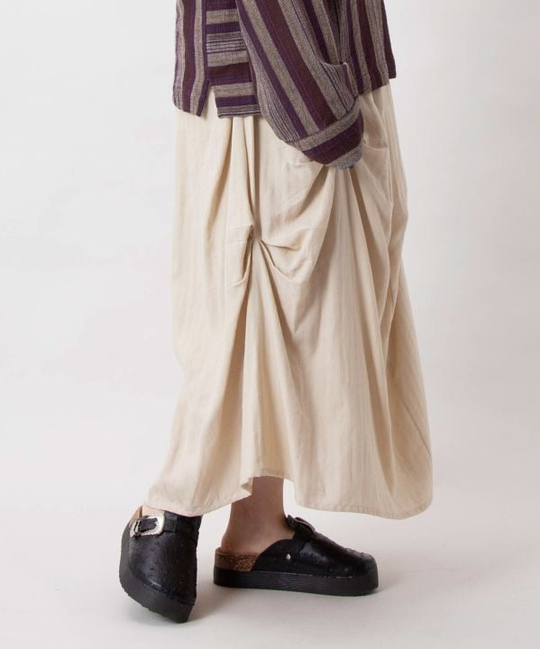 Asymmetric Herringbone Cotton Skirt by AMINA - Ametsuchi