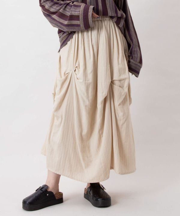 Asymmetric Herringbone Cotton Skirt by AMINA - Ametsuchi