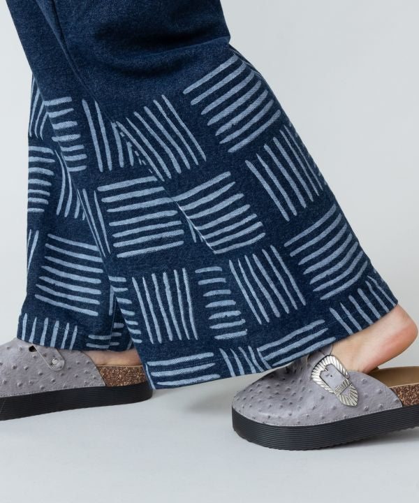 Block Print Pattern Denim Pants