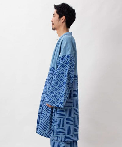 Block Print Print Denim Cardigan